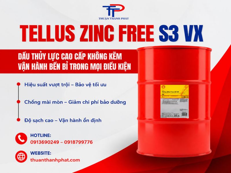 Tellus Zinc Free S3 Vx – Dầu thủy lực không kẽm, bền bỉ mỗi ngày